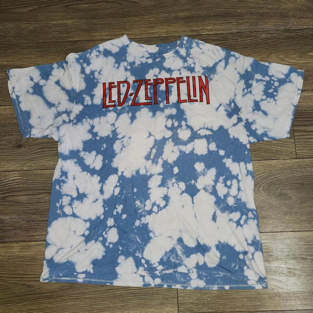 Size Large Led Zeppelin blue and white tie dye T-shirt